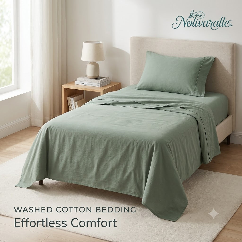 𝗡𝗼𝗹𝗶𝘃𝗮𝗿𝗮𝗹𝗹𝗲™ Washed Cotton Teen Bedding Sheet Set