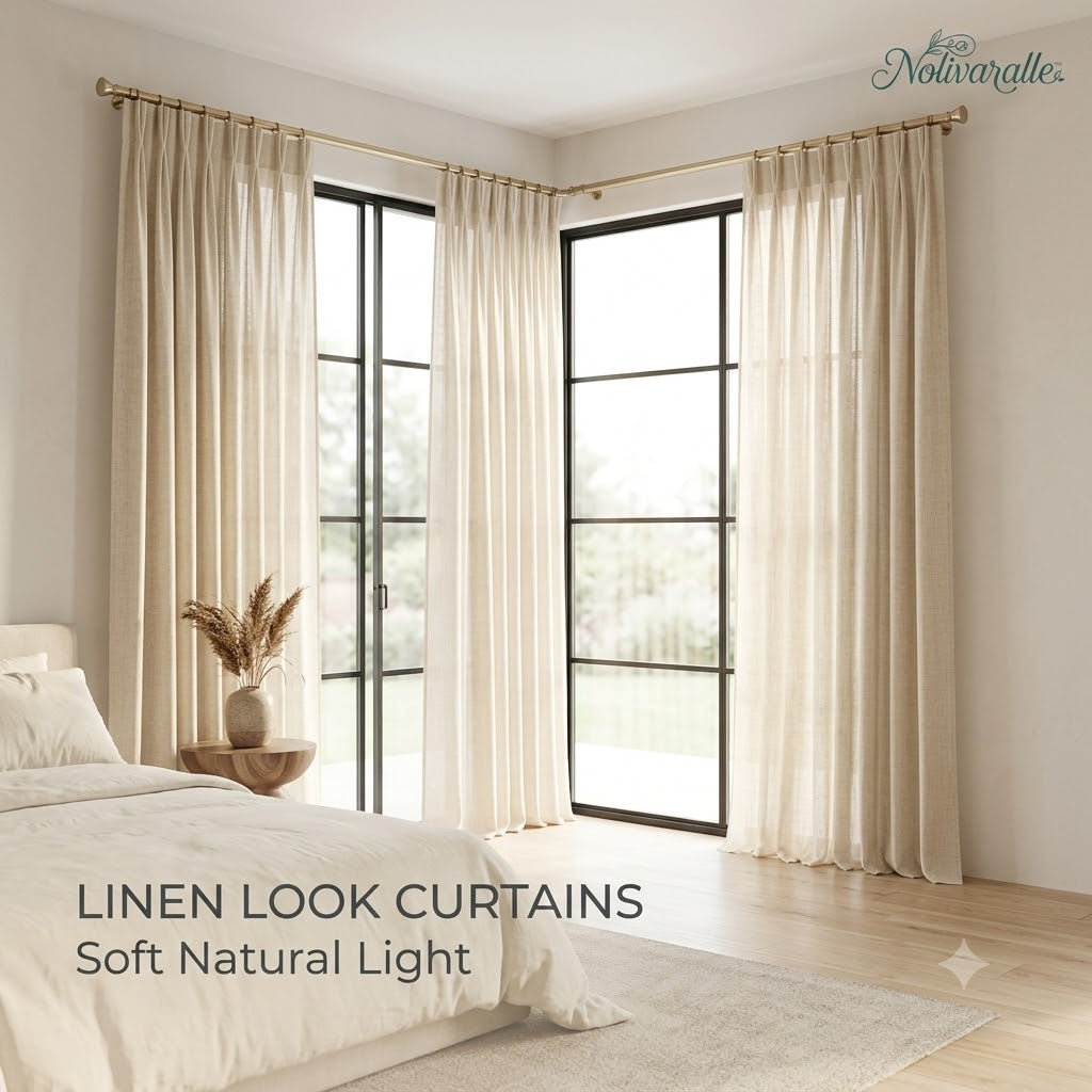 𝗡𝗼𝗹𝗶𝘃𝗮𝗿𝗮𝗹𝗹𝗲™ Faux Linen Sheer Window Curtains